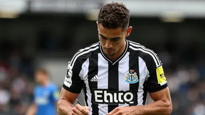 Mid-30s anonymous midfielder, athletic build, waist-up, intense gaze, signing a contract in a sleek black-and-white...
